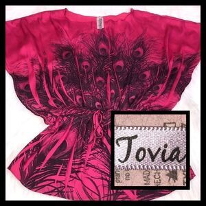 Tovia Small Fuchsia Peacock Print Blouse A2337